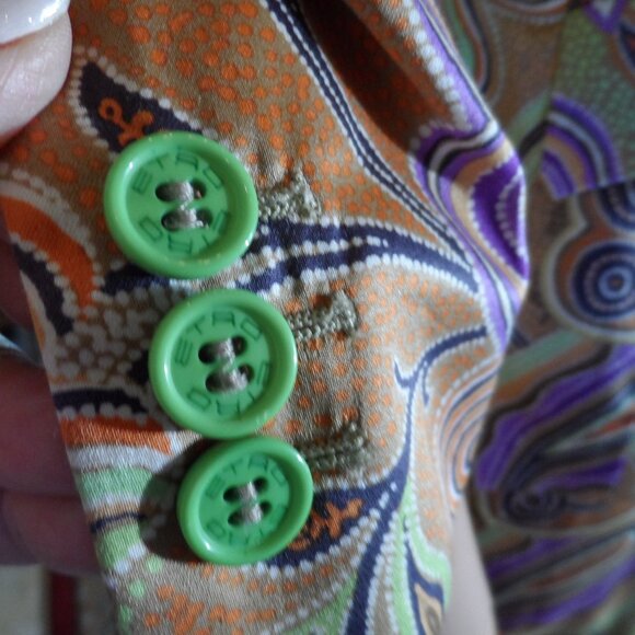 Etro Beige/Green Multi Color Paisley Print Skirt Suit Size IT 44- US 8 - Picture 11 of 16